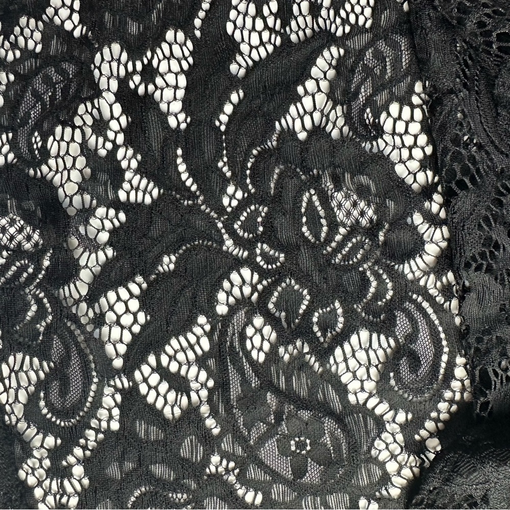 Lace Long Sleeve Top High Neck Stretch Women's size XL black READ DESCRIPTION - Picture 4 of 9